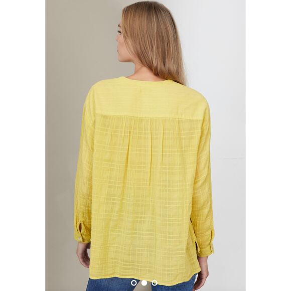 Anthropologie Pilcro And Letterpress Mila Draped Button Down Shirt Yellow Small - Picture 3 of 10